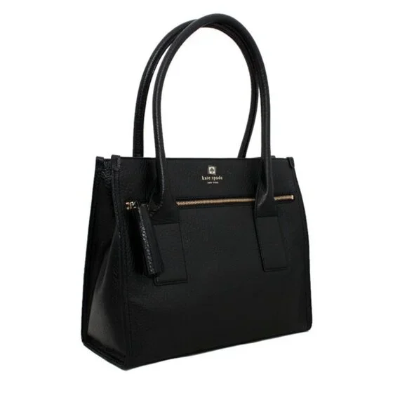 Like New Kate Spade Southport Ave Black Leather Tote Bag Large Purse