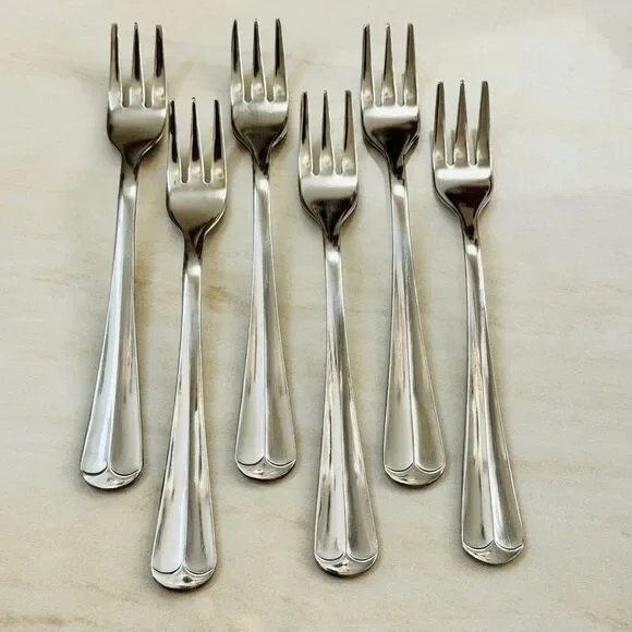 6pc INTERNATIONAL Gran Royal Stainless Cocktail/Seafood Forks 5 5/8” Glossy