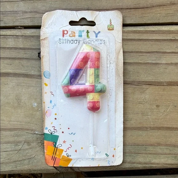 NWT Happy Birthday Cake Candle Colorful Building Block Party Bricks Number 4