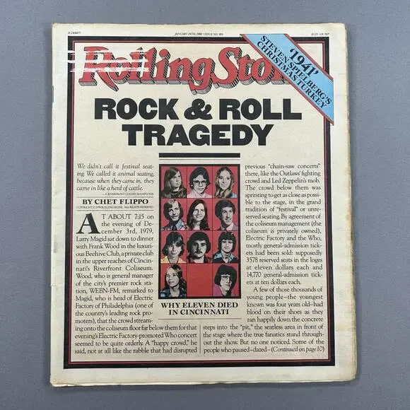 Rolling Stone Magazine Issue 309 Jan 24 1980 Rock & Roll Tragedy Music Vintage