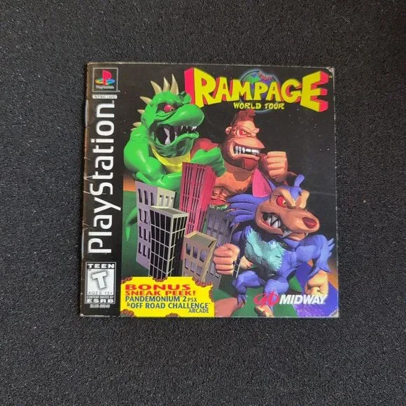 rampage world tour ps1 Manual With Registration Card Only black label