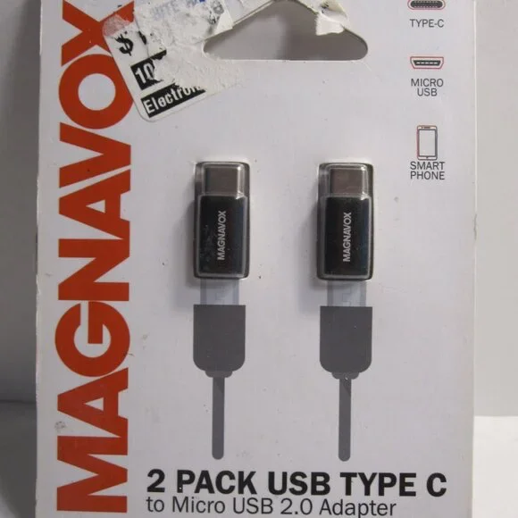 Magnavox 2-Pack USB Type C to Micro USB 2.0 Adapter -New
