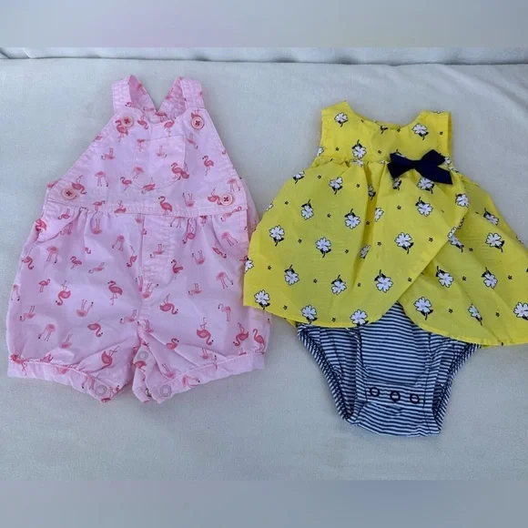 Carter's Pink and Yellow Diaper Covers Accessories Lot of 2 #A1