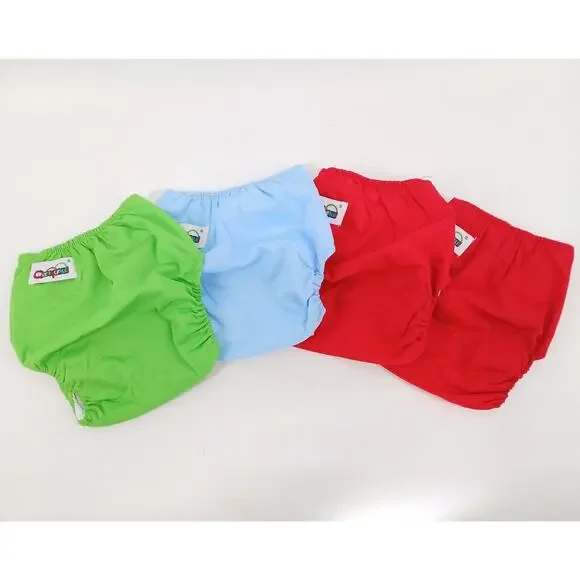 Qianqunui Lot Of 4 New Born Reusable Cloth Diaper Covers Adjustable Snap Closure