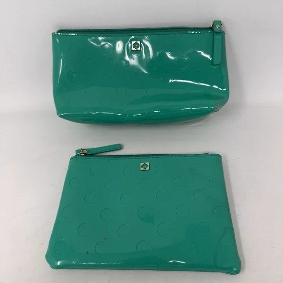 Kate Spade‎ Camellia Street Green Cosmetics Pouch And Mini Pouch Lot Of 2