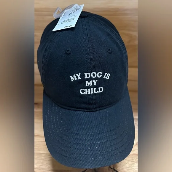 Mighty Fine Black Adjustable Cap “my dog is my child” NWT