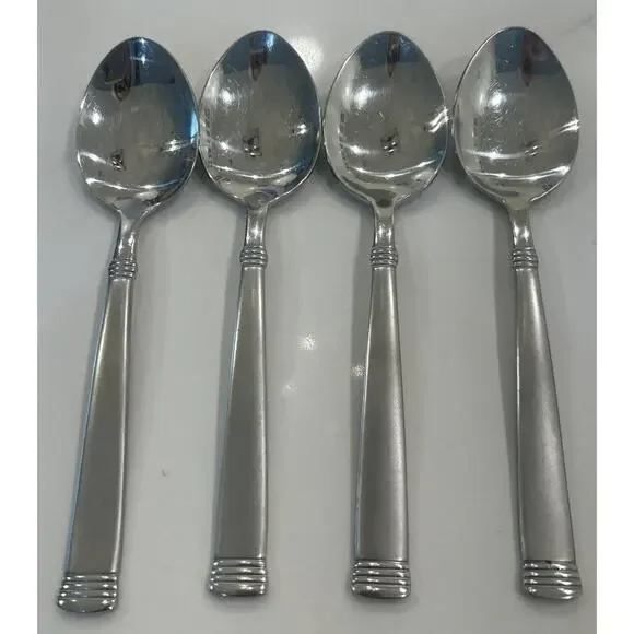 Vtg Wallace NAPOLI-FROST Stainless 18/10 Set of 4 Flatware 7” Dessert Spoons