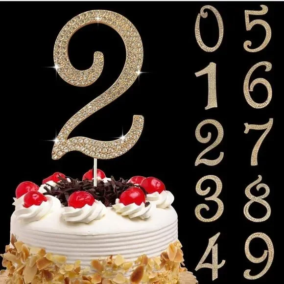 NWT Large Number 2 Birthday Party Supplies Decorations Cake Topper Bling