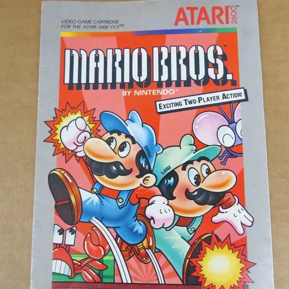 Mario Bros. Atari 2600 Video Game Manual/Instruction Booklet ONLY 1983 Poster