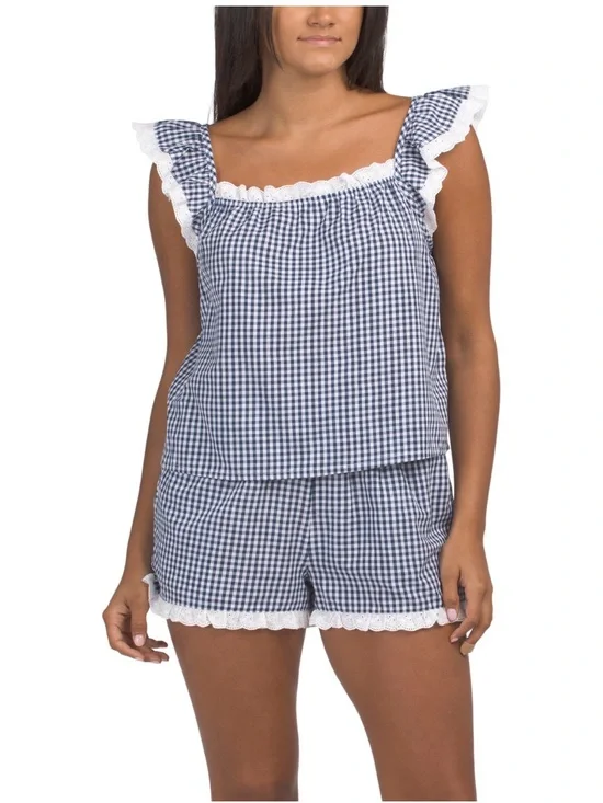 ❗️LAST CHANCE❗️CAROLINE CONSTAS 2pc Cotton Gingham Pajama
