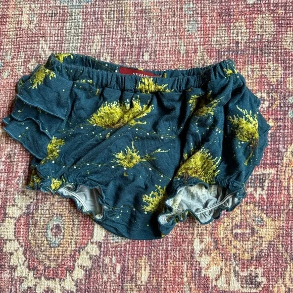 Milk barn Baby Bamboo Firefly Tree Ruffled Bloomers - Blue and Yellow