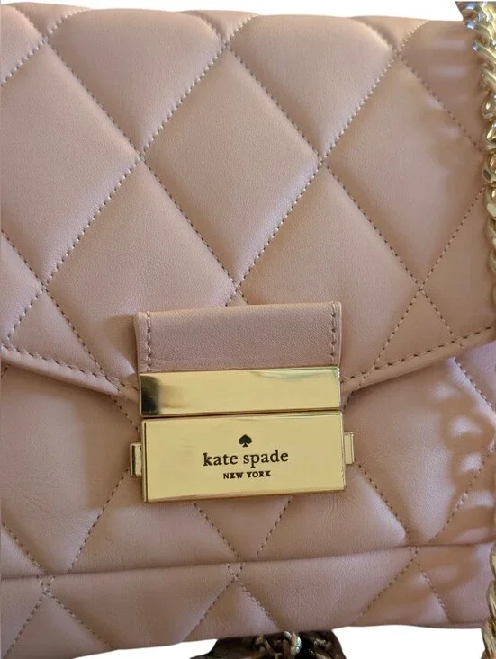 Kate Spade ♠️ New York Carey Quilted Medium Flap Shoulder Bag Light Pink