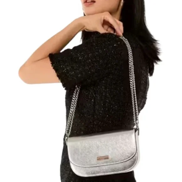 Kate Spade Silver Shoulder Bag with Chain Strap
