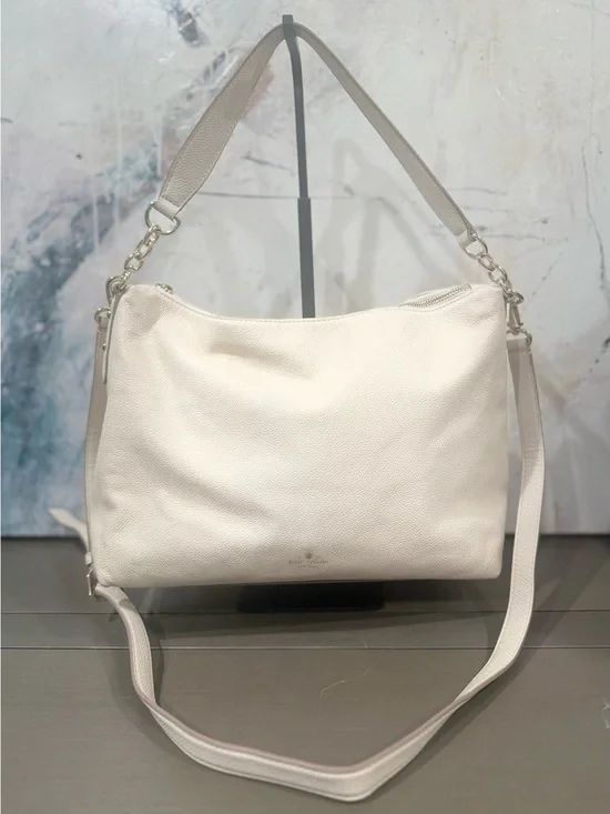 Kate spade New York Saffiano Leather Crossbody Shoulder Hobo Bag Cream Color