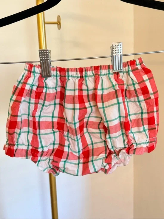 Cecil and Lou Toddler Christmas Plaid Bloomers in Red & Green 3T