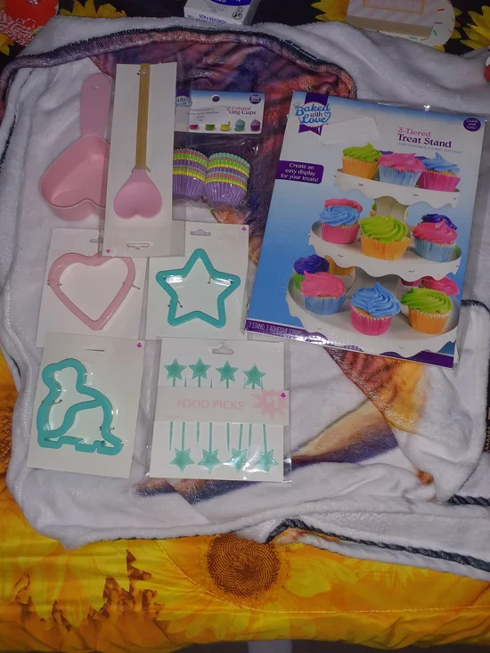 Pink and Aqua Party Baking Set - 3-Tier Treat Stand & Accessories