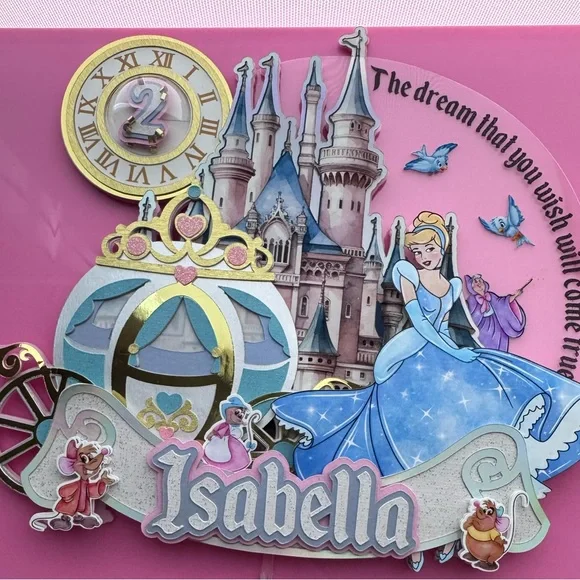 2nd Birthday “ISABELLA” Custom Cinderella Cake Topper : Original Price $50