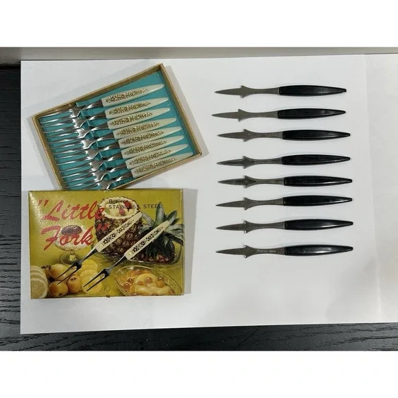 Vintage Little Forks TWO 8-Piece Set Stainless Steel, Made in Japan, MCM