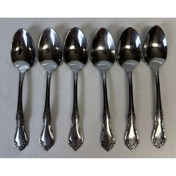 Oneida Mansfield Amadeus Wm A Rogers Deluxe Stainless Flatware Set 6 Teaspoons