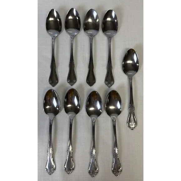 Oneida Mansfield Amadeus Wm A Rogers Deluxe Stainless Flatware Set 9 Teaspoons