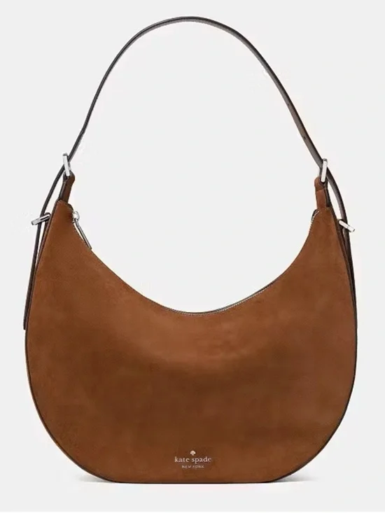 «Kate Spade Nova Suede Large Crescent Shoulder Bag Warm Gingerbread Brown