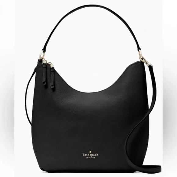 kate spade Black Pebbled Leather Hobo Shoulder Bag