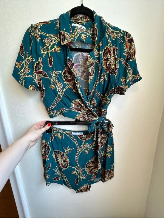Honey Belle Teal Paisley Matching Set