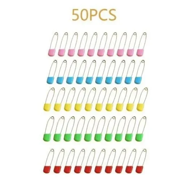 Stainless Steel Diaper Pins with Safe Locking Closures‎ Heavy Duty - Mix/50 CT