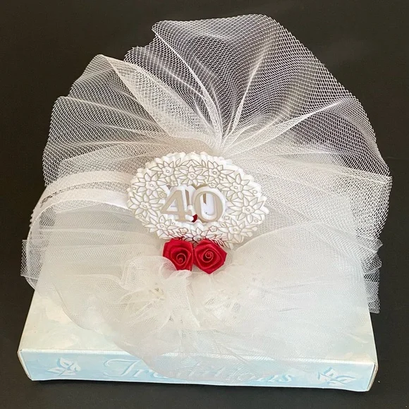 Vintage 40th Anniversary Cake Topper