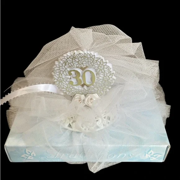 Vintage Elegant 30th Anniversary Cake Topper
