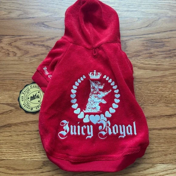 Y2K Juicy Couture red doggie couture terry hoodie New M