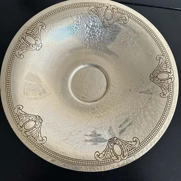 L.F.Grammes Vintage Hammered Silver Plated Bowl with‎ Ornate Border Decoration