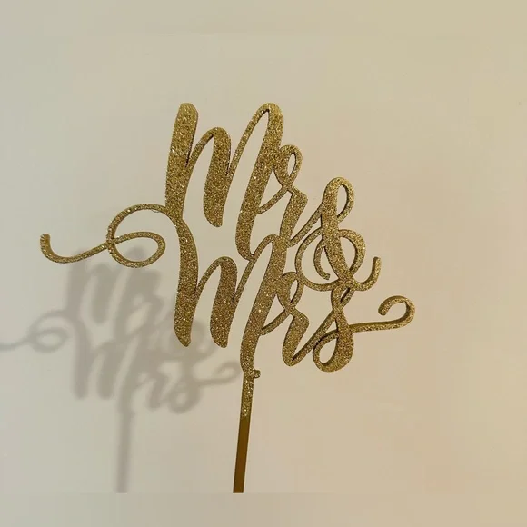 Mr and Mrs Gold wedding cake topper