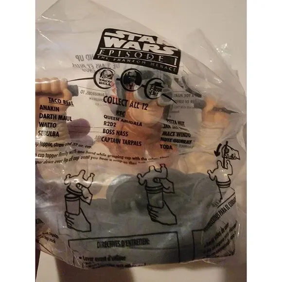 Star Wars Episode 1 Cup Only KFC Taco Bell Pizza Hut 1999 Vintage Topper Sealed