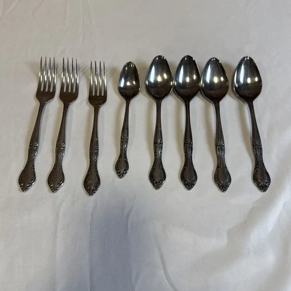 Hampton Court Stainless Japan Flatware‎ Forks Spoon Lot of 8