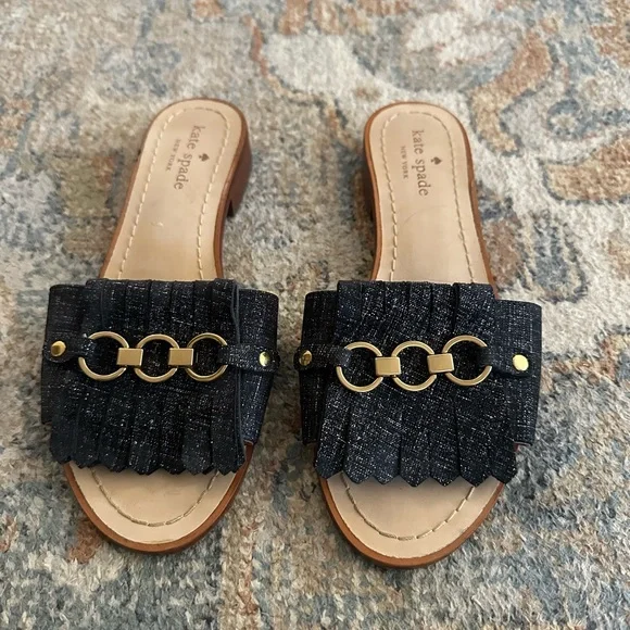 Kate Spade Brie Slide‎ Sandal, Metallic Denim