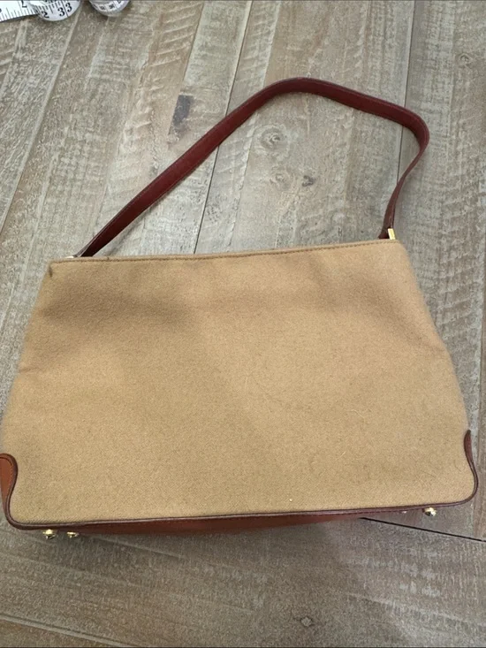 Kate Spade Washington Square Mega Sam Beige Wool Bag Purse
