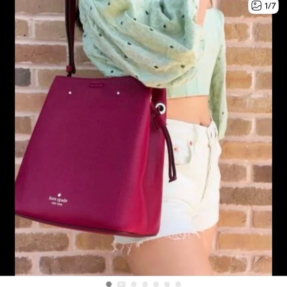 kate spade Raspberry Pink Pebbled Leather Shoulder Bag