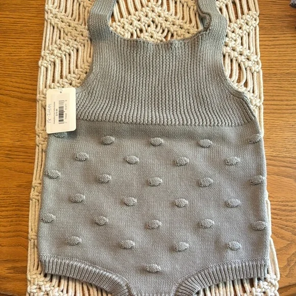 NWT Boutique Gray‎ cotton Knit Baby bubble Romper