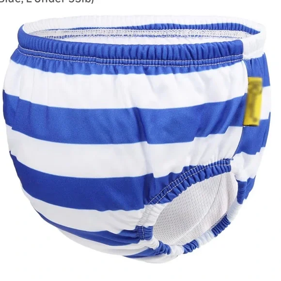 Kids Swim Diaper - Blue & White Stripe nwt large 28-55 pounds reusable washable