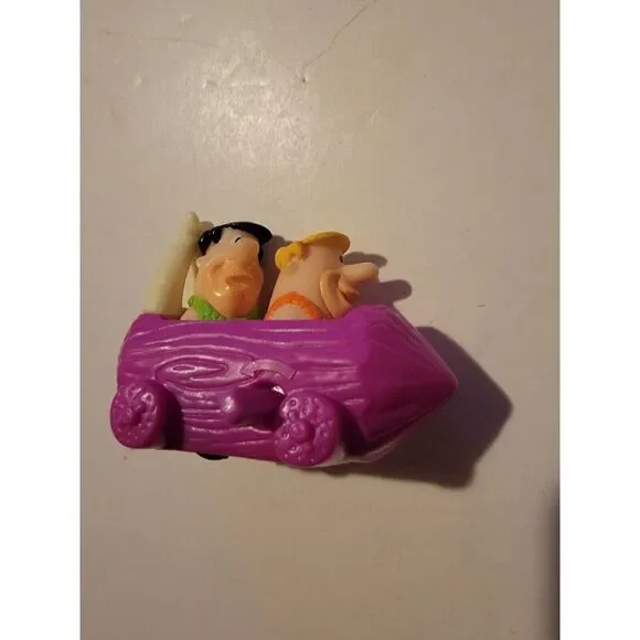 Burger King Flintstones Fred Barney Log Car Wind Up Viva Rock Vegas Cake Topper