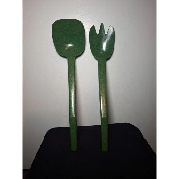 Vintage‎ green flintwood salad serving utensils