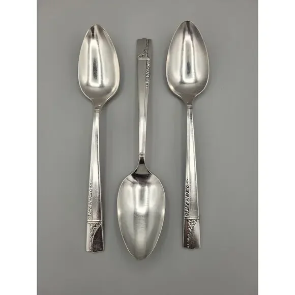Antique Nobility Plate Caprice Serving Spoons Art Deco Floral Pattern