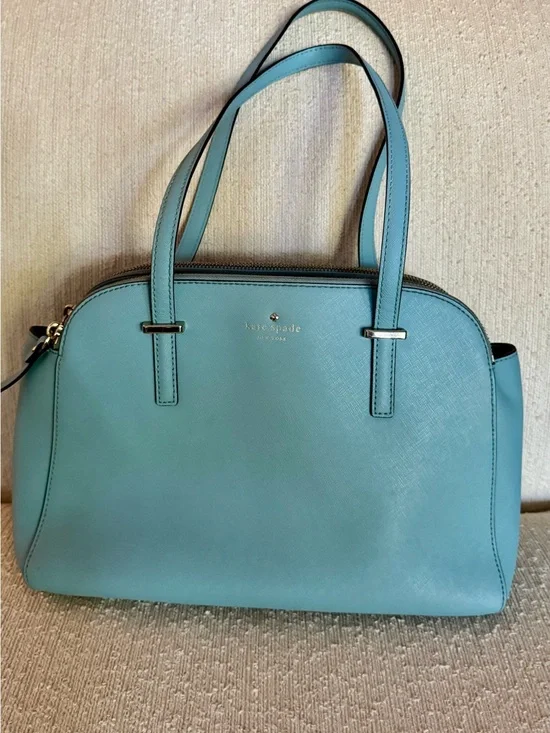Kate Spade Newbury Lane Miles Tote Grace Blue Saffiano Leather Shoulder Bag