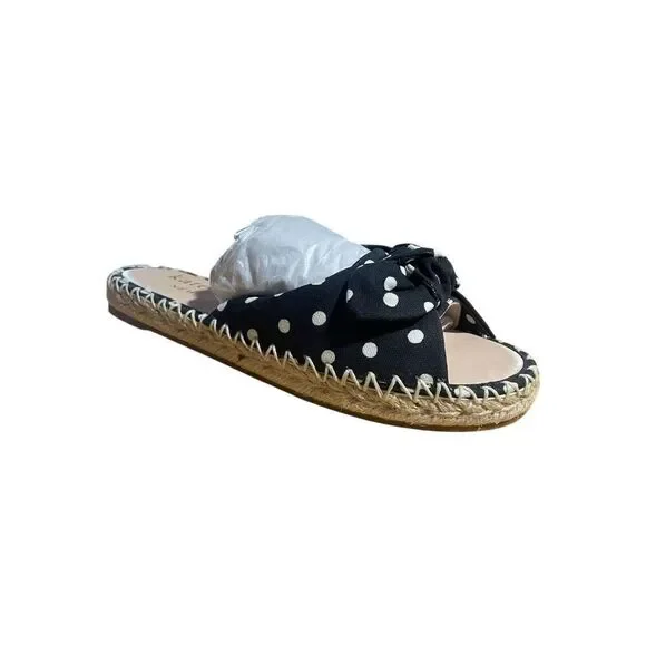 Kate Spade New York Saltie Shore Women Espadrille Sandals Black Polka Dot 7