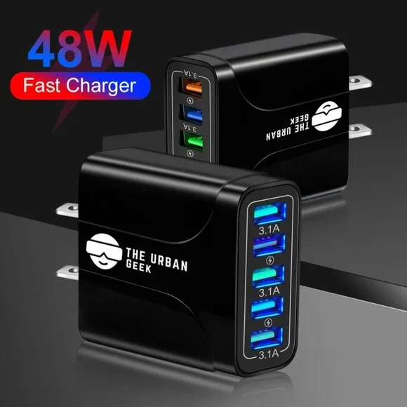 48 Watt 4-Port USB 3.0 Fast Charging Adapter Compatible with Apple, Android, Etc