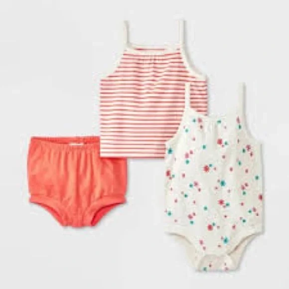 Cat & Jack Coral and Floral Diaper Cover Set