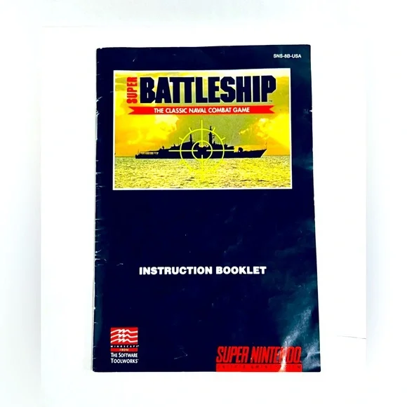 SUPER BATTLESHIP Instruction Booklet for 1991 Nintendo SNES.