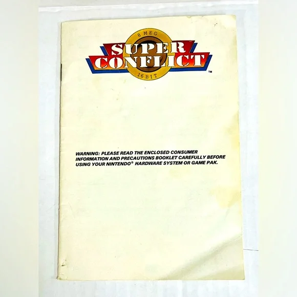 SUPER CONFLICT Instruction Booklet for 1991 Nintendo SNES.