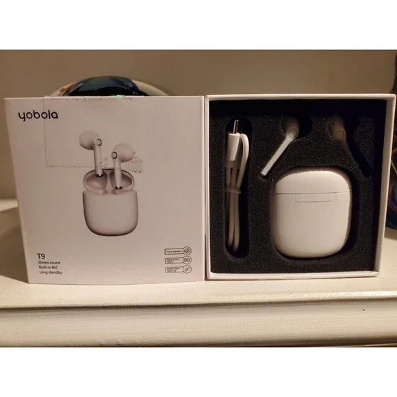 Yobola T9 Wireless Earbuds Bluetooth Headphones HiFi Stereo IPX5 Touch USB-C